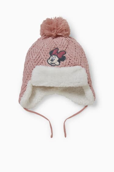 Babies - Minnie Mouse - knitted baby hat - rose