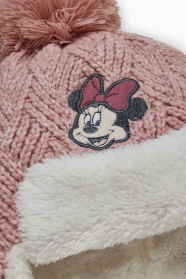 Babies - Minnie Mouse - knitted baby hat - rose