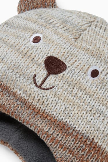 Baby: jongens - Gebreide babymuts - beige-mix