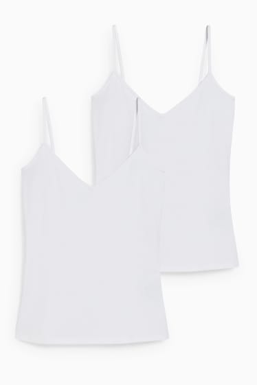 Dames - Set van 2 - basic-topje - wit