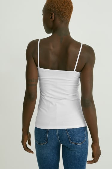 Dames - Set van 2 - basic-topje - wit