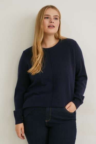 Women - Cashmere jumper - dark blue