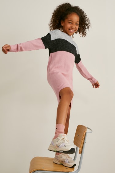 Enfants filles - Robe en maille - rose