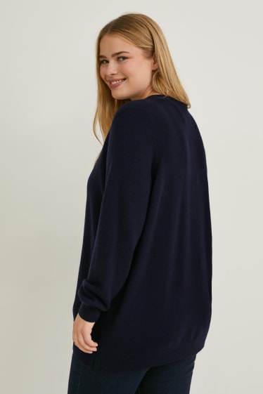 Women - Cashmere jumper - dark blue