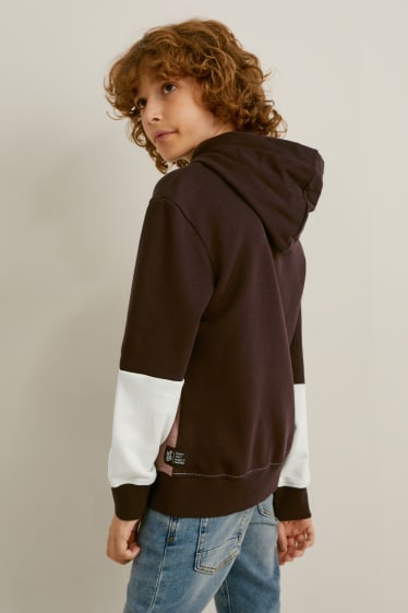 Kinderen: jongens - Hoodie - bruin / crème wit