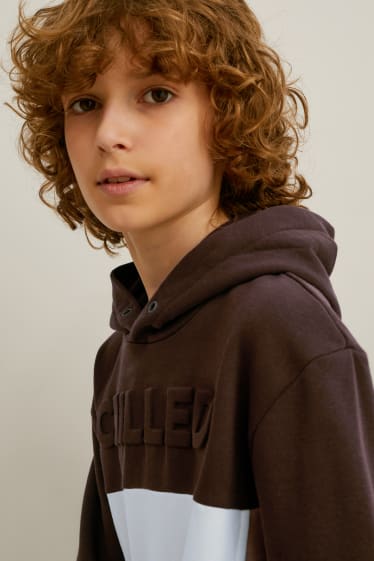 Kinderen: jongens - Hoodie - bruin / crème wit
