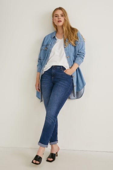 Damen - Skinny Jeans - Mid Waist - LYCRA® - dunkeljeansblau