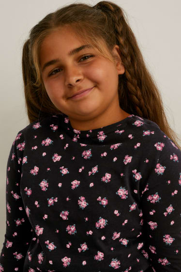 Enfants filles - Coupe ample - lot de 5 - haut à manches longues - noir