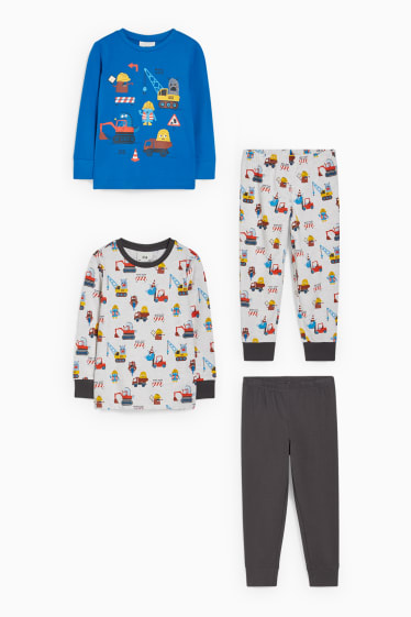 Kinderen - Set van 2 - graafmachines - pyjama - 4-delig - donkerblauw