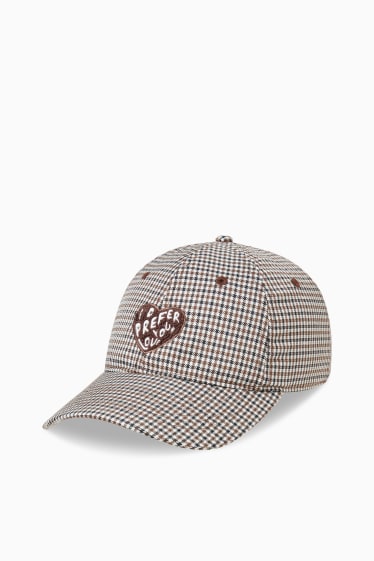 Ragazzi e giovani - Cappellino - a quadretti - marrone / bianco crema