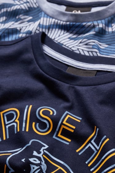 Kinderen: jongens - Set van 2 - pyjama - 4-delig - blauw / donkerblauw