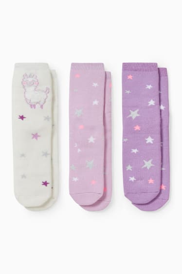 Kinderen - Set van 3 paar - sterren - sokken met motief - wit
