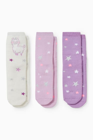 Enfants - Lot de 3 paires - étoiles - chaussettes à motif - blanc