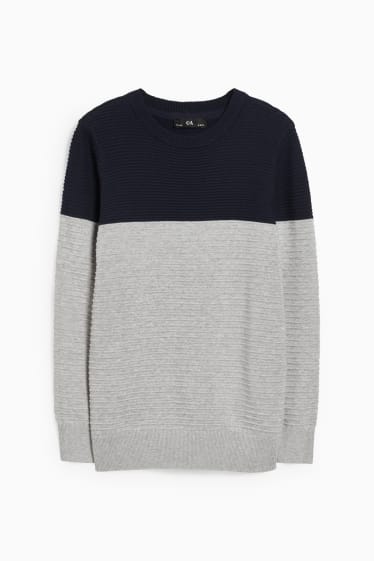 Kinderen: jongens - Trui - donkerblauw / grijs