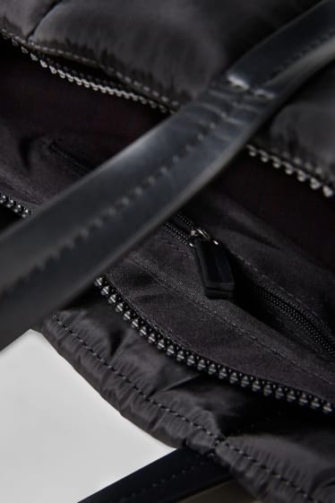 Dámské - Prošívaná kabelka shopper - černá