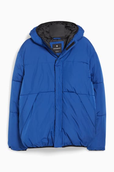 Men - Quilted jacket with hood - blue