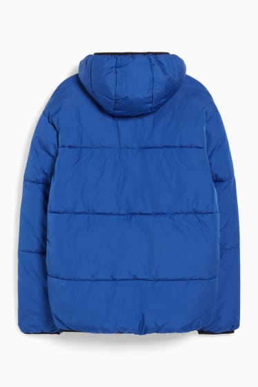 Men - Quilted jacket with hood - blue