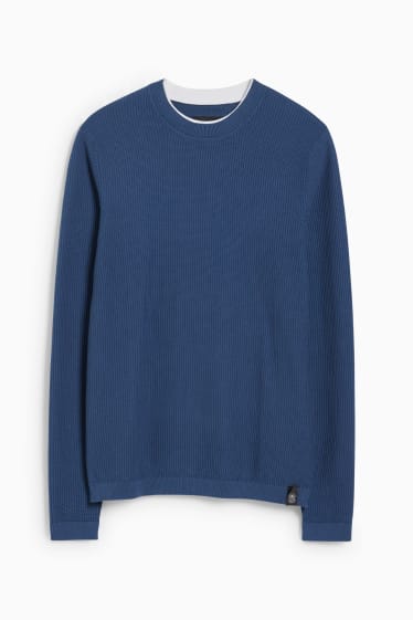 Uomo - CLOCKHOUSE - maglione - effetto 2 in 1 - blu scuro