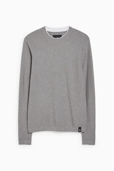 Men - CLOCKHOUSE - jumper - 2-in-1 look - gray-melange