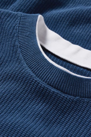 Uomo - CLOCKHOUSE - maglione - effetto 2 in 1 - blu scuro