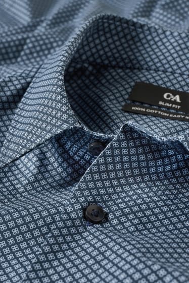 Herren - Businesshemd - Slim Fit - extra lange Ärmel - bügelleicht - blau  / dunkelblau