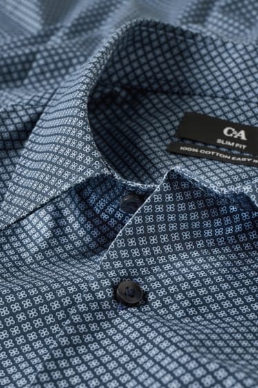 Uomo - Camicia business - slim fit - maniche ultralunghe - facile da stirare - blu / blu scuro