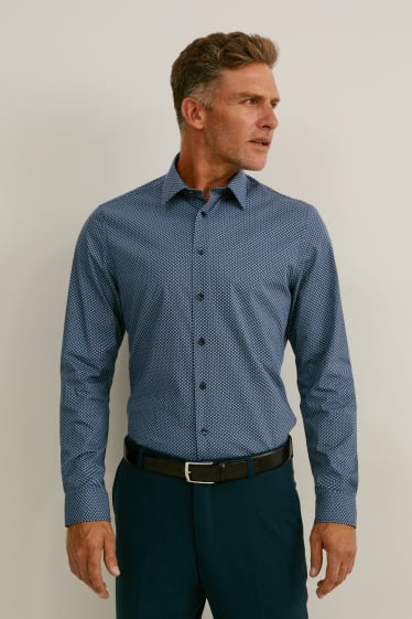 Heren - Business-overhemd - slim fit - extra lange mouw - gemakkelijk te strijken - blauw / donkerblauw