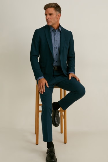 Uomo - Camicia business - slim fit - maniche ultralunghe - facile da stirare - blu / blu scuro