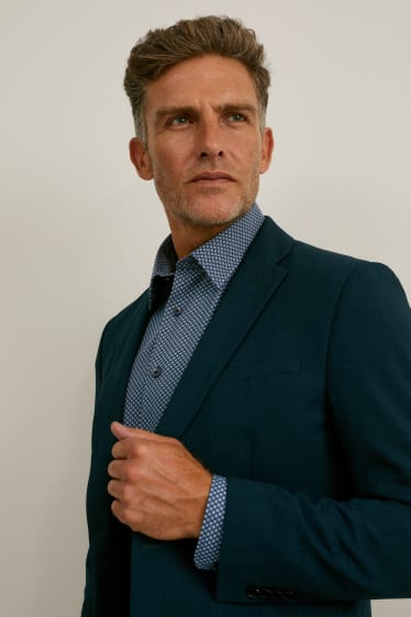 Herren - Businesshemd - Slim Fit - extra lange Ärmel - bügelleicht - blau  / dunkelblau