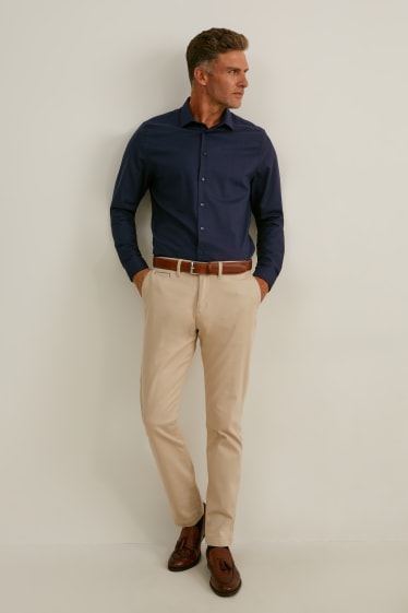 Men - Business shirt - slim fit - Kent collar - easy-iron - dark blue