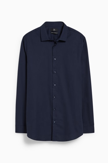 Uomo - Camicia business - slim fit - colletto all’italiana - facile da stirare - blu scuro
