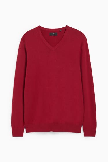 Herren - Pullover und Hemd - Regular Fit - bügelleicht - rot / dunkelblau