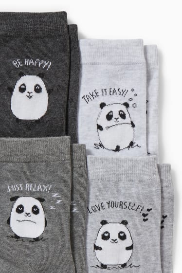 Women - Multipack of 4 - panda - socks with motif - gray-melange
