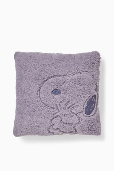 Dona - Coixí de pèl de borreguet sintètic - 40 x 40 cm - Peanuts - violeta