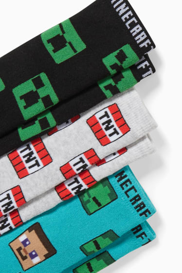 Kinder - Multipack 3er - Minecraft - Socken mit Motiv - schwarz