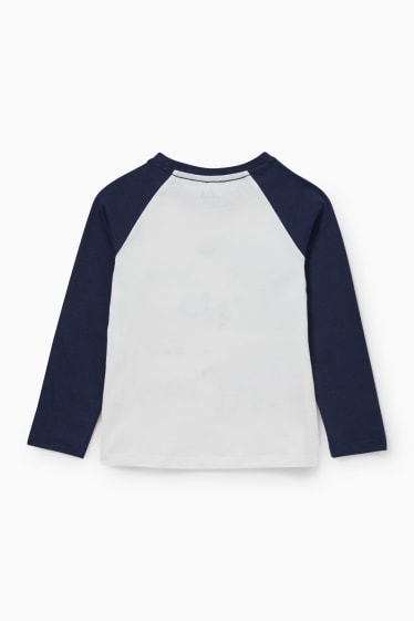Kinderen: jongens - Dino - longsleeve - glanseffect - donkerblauw