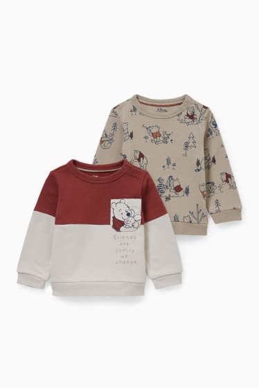 Babys - Set van 2 - Winnie de Poeh - baby-sweatshirt - rood / beige