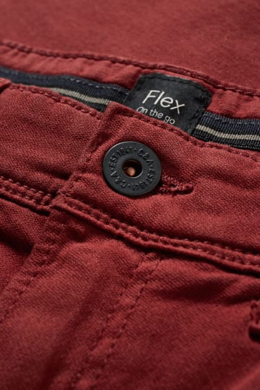 Mężczyźni - Spodnie - slim fit - Flex - LYCRA® - ciemnoczerwony