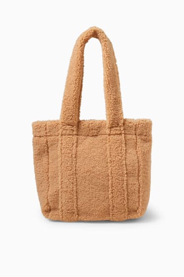Femmes - CLOCKHOUSE - cabas en peluche - marron clair