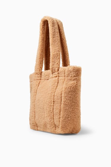 Femmes - CLOCKHOUSE - cabas en peluche - marron clair
