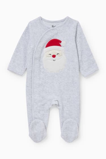 Miminka - Vánoční pyžamo pro miminka - světle šedá-žíhaná