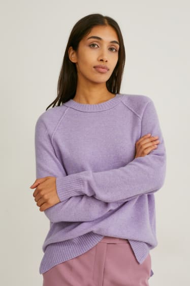 Femei - Pulover din cașmir - violet melanj