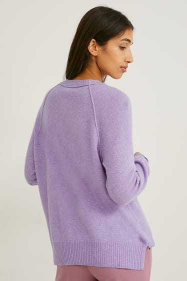 Damen - Kaschmir-Pullover - violett-melange