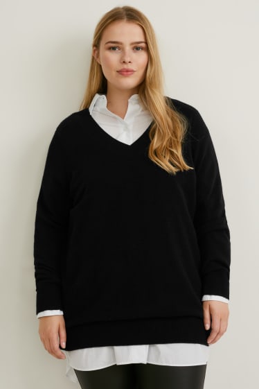 Damen - Kaschmir-Pullover - schwarz