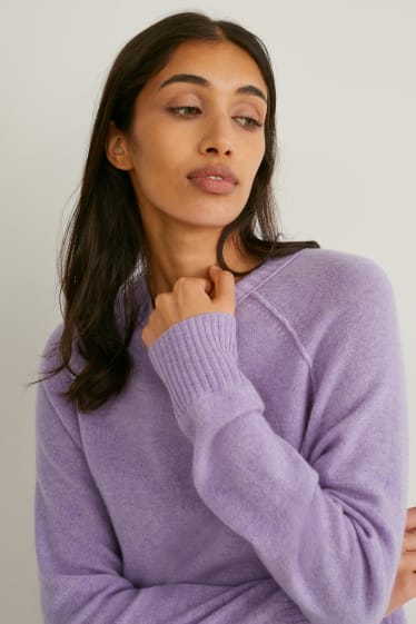 Damen - Kaschmir-Pullover - violett-melange