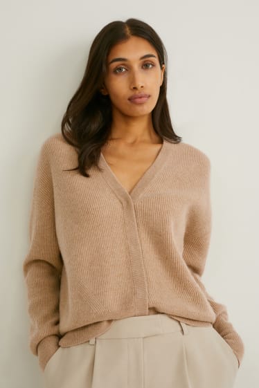 Women - Cashmere cardigan - beige-melange