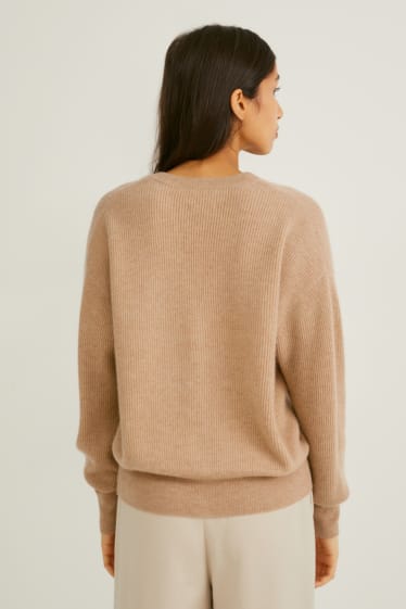 Women - Cashmere cardigan - beige-melange