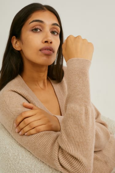 Women - Cashmere cardigan - beige-melange