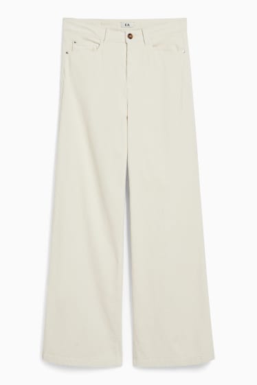 Dona - Pantalons de pana - cintura alta - wide flare - blanc trencat