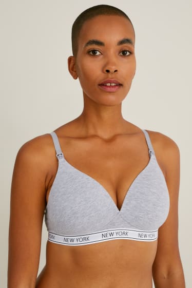 Femmes - Soutien-gorge sans armature d’allaitement - ampliforme - gris clair chiné